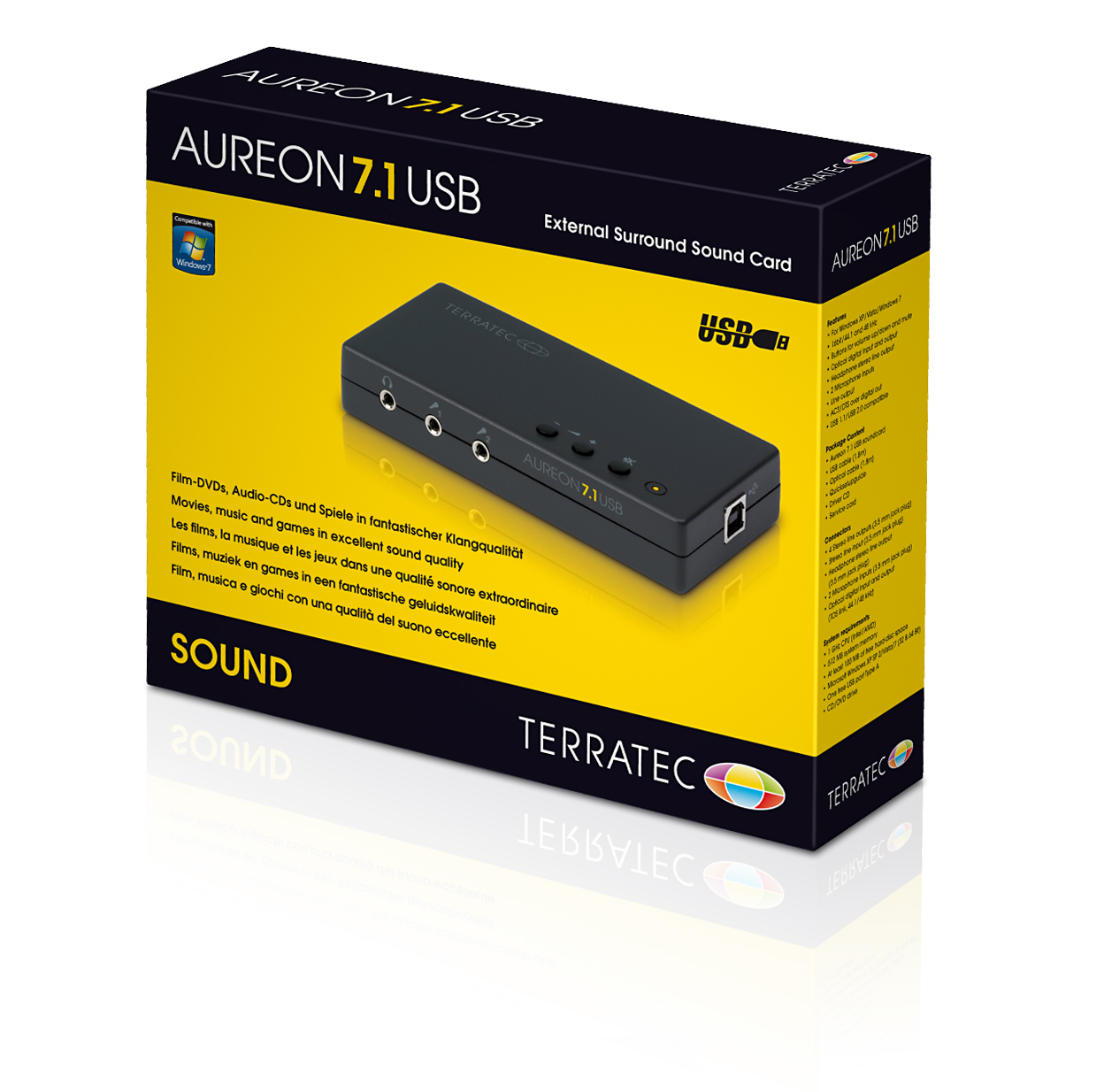 TERRATEC Aureon 5.1 USB - Carte son USB 5.1 compacte MAC & PC - 2 x Casques  et 1 x
